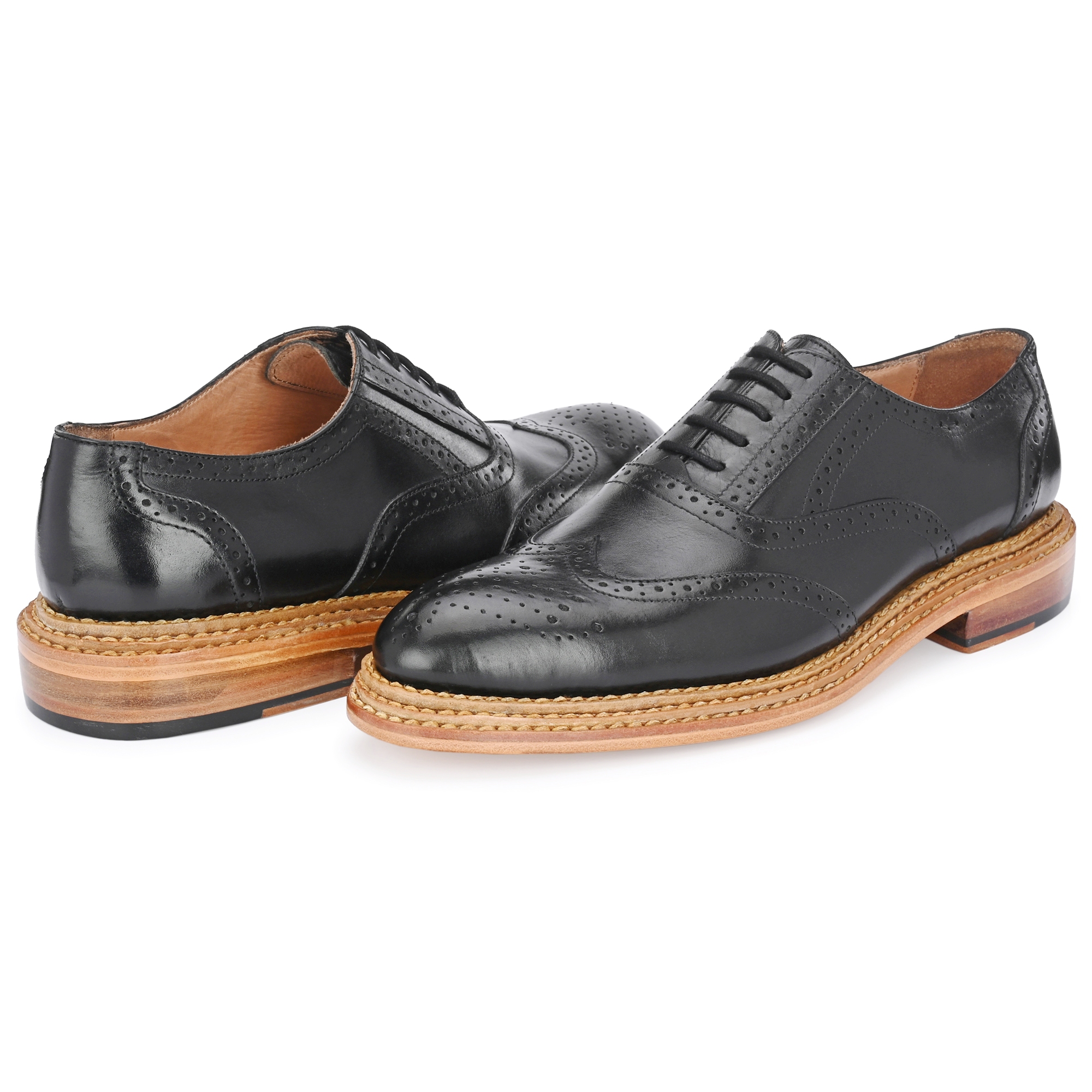 GOODYEAR WELTED TRIPLE LAYERS OUT SOLE LEATHER SHOES BLACK