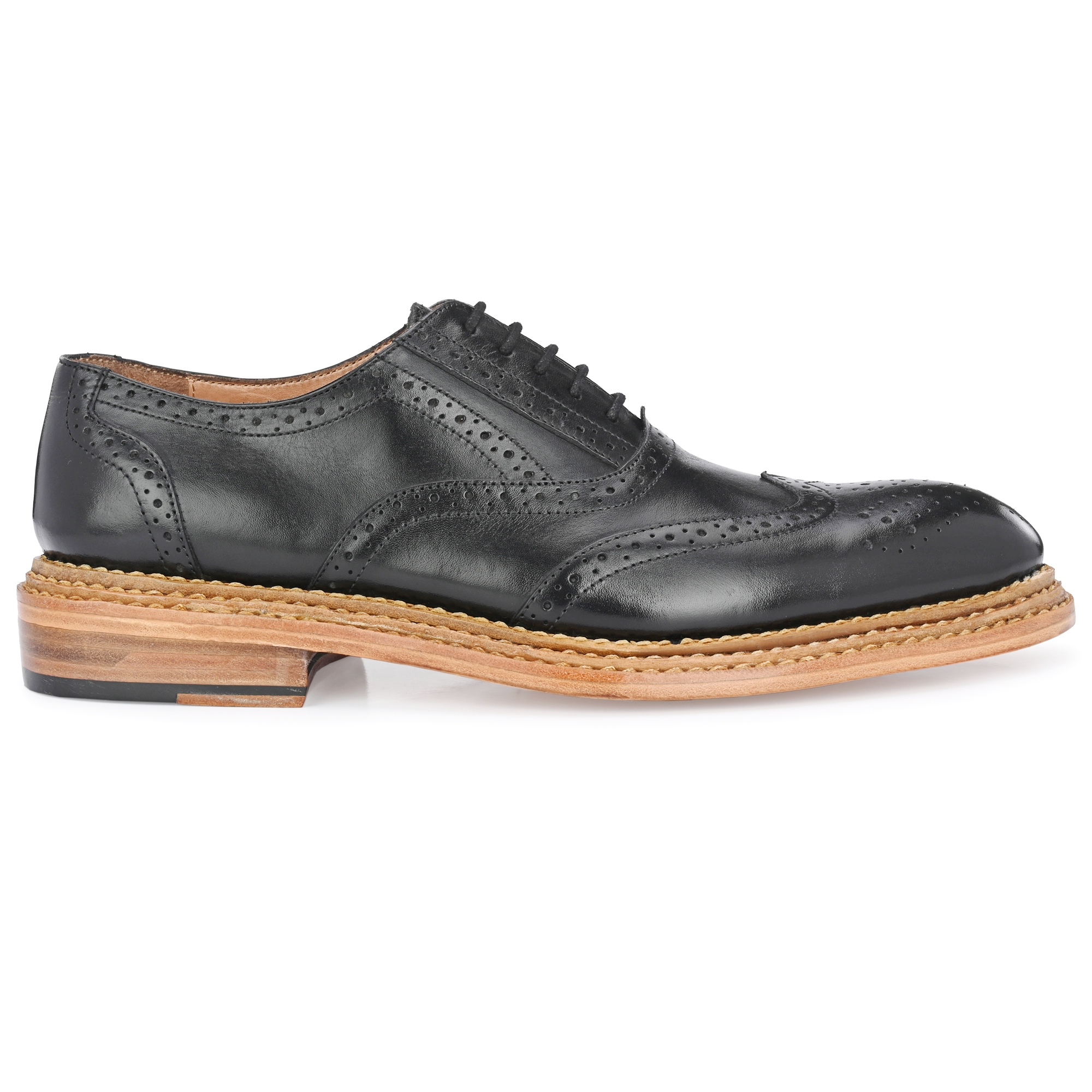 GOODYEAR WELTED TRIPLE LAYERS OUT SOLE LEATHER SHOES BLACK