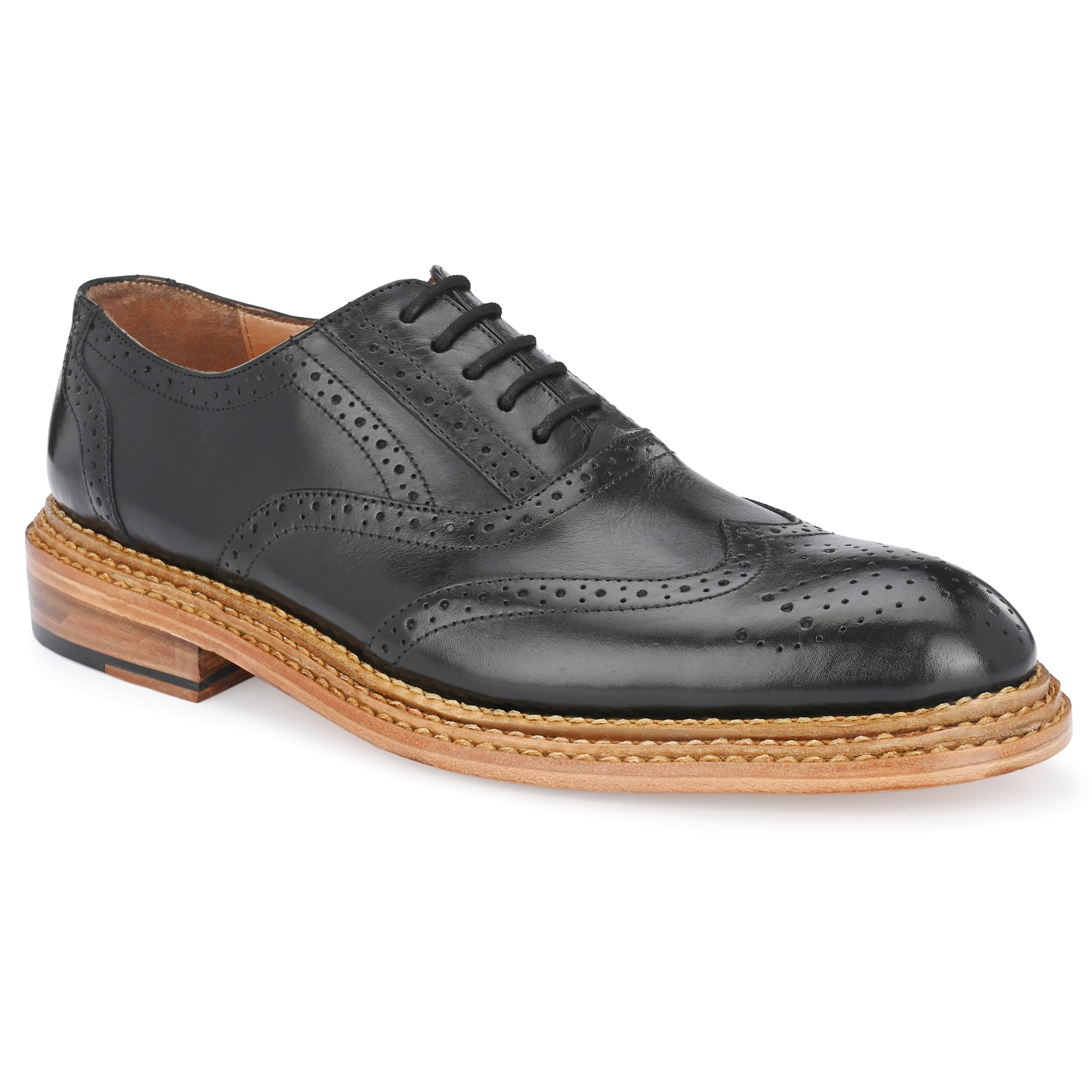 GOODYEAR WELTED TRIPLE LAYERS OUT SOLE LEATHER SHOES BLACK